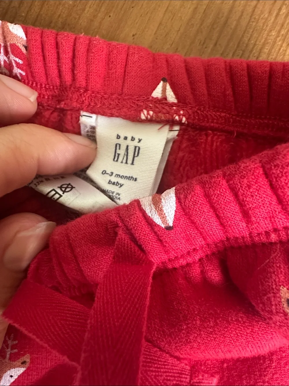 GAP Baby Red Infant Pants with White Deer Print
